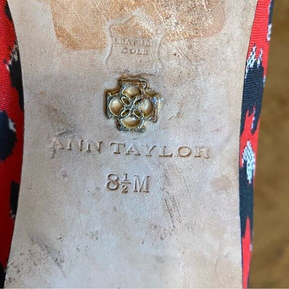 ANN Taylor red and black cheetah animal print silk ballet flats - Picture 6 of 8